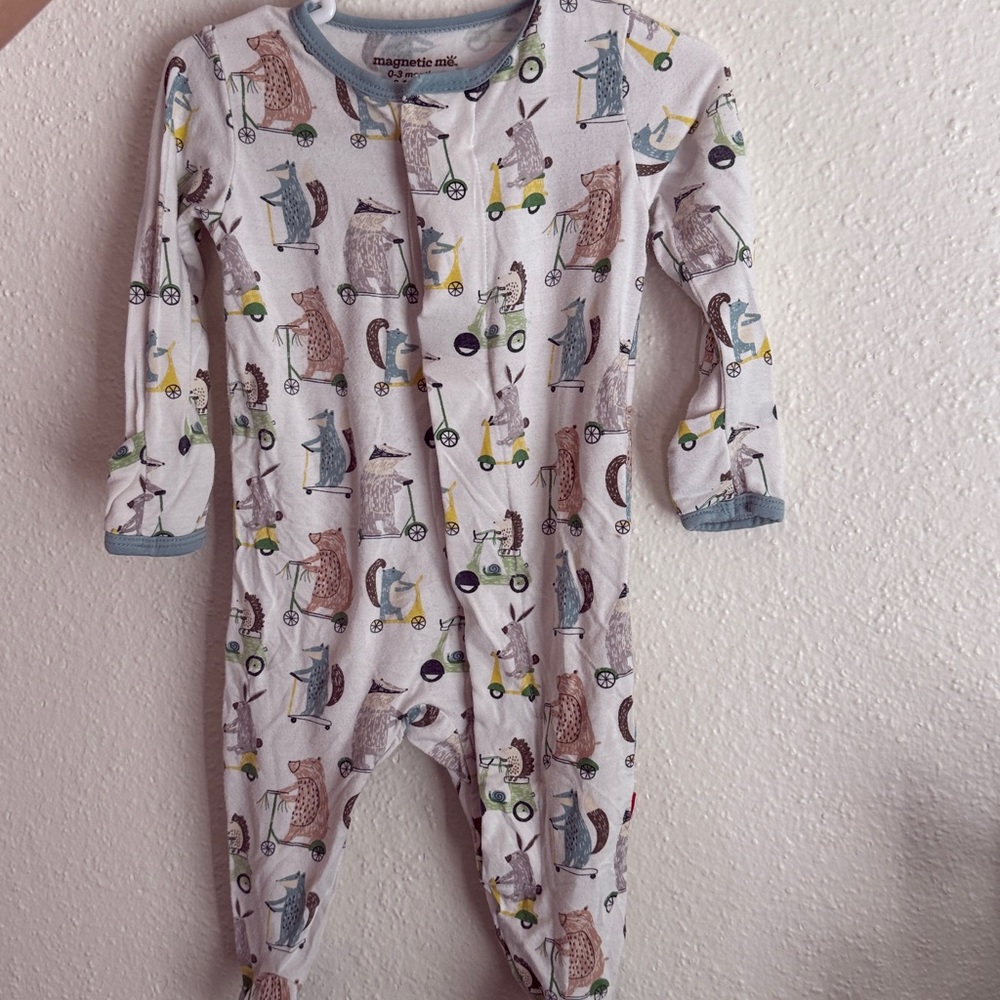 Magnetic Me Multicolor Animal Scooter Baby Onesie